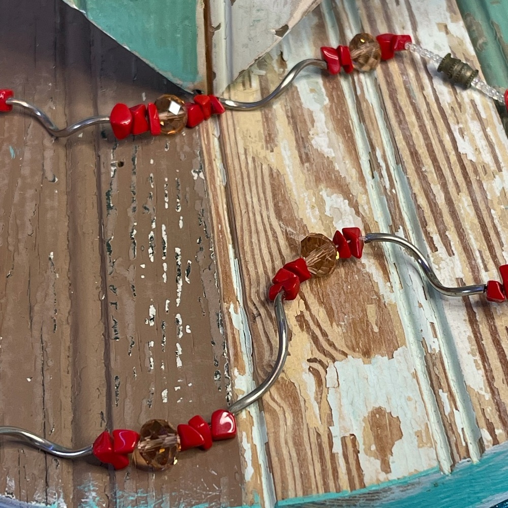 🔥Vintage 80’s Red & Pink Beaded Necklace - Picture 6 of 6